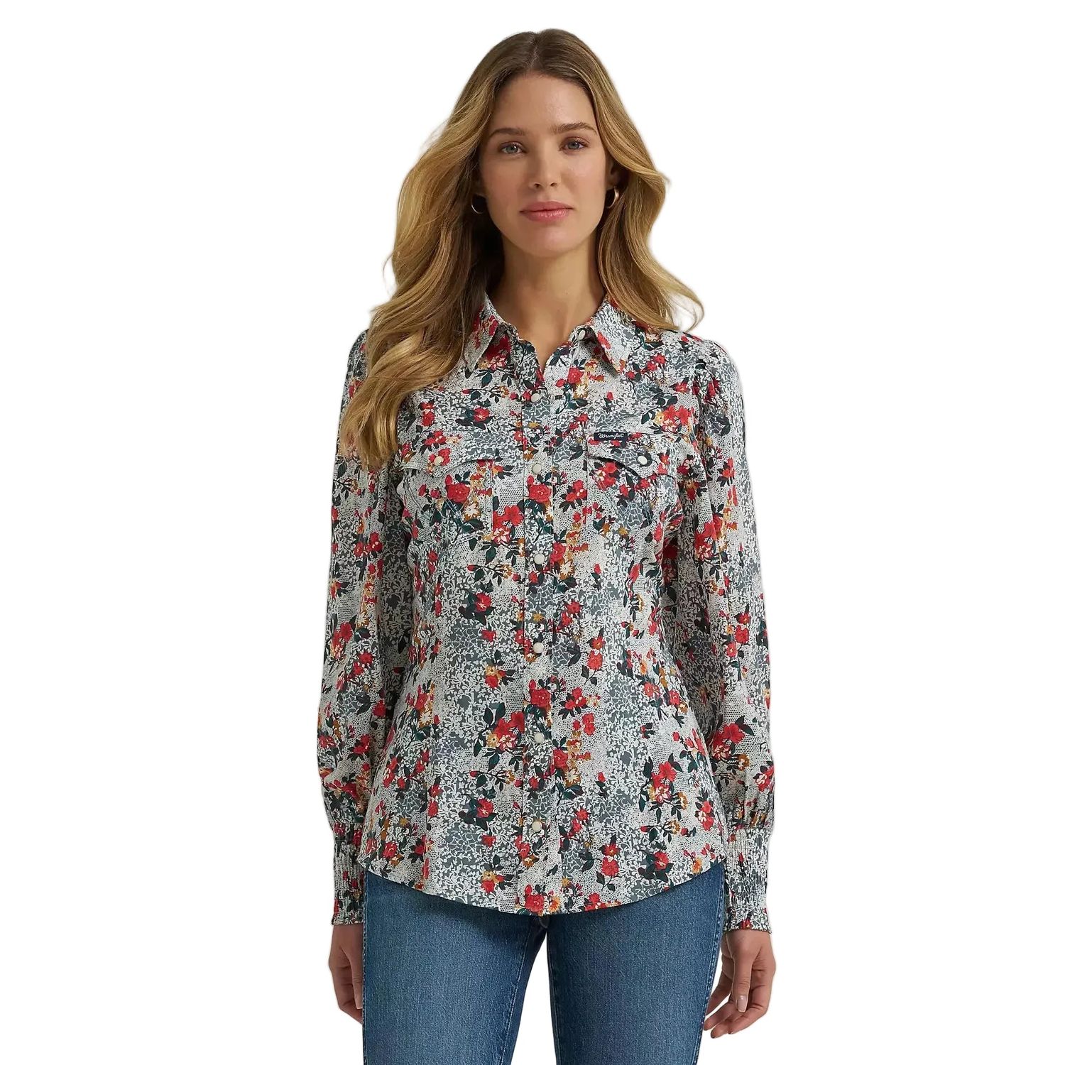 Wrangler Women's Retro Vintage Western Long Sleeve Snap Slim Blouse - Multi coloured
