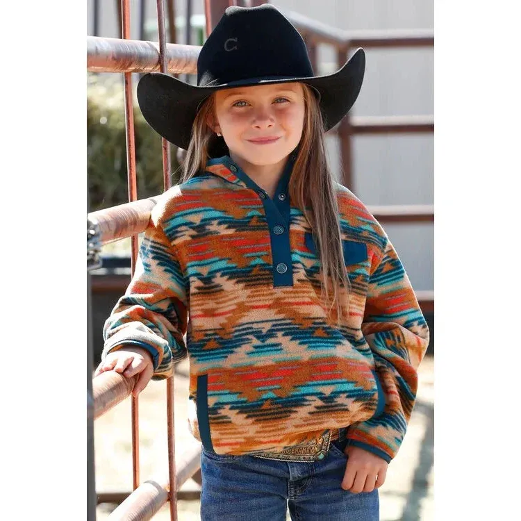 Cinch Girl's Sherpa Fleece Pullover Sweater - Khaki, Size: XS
