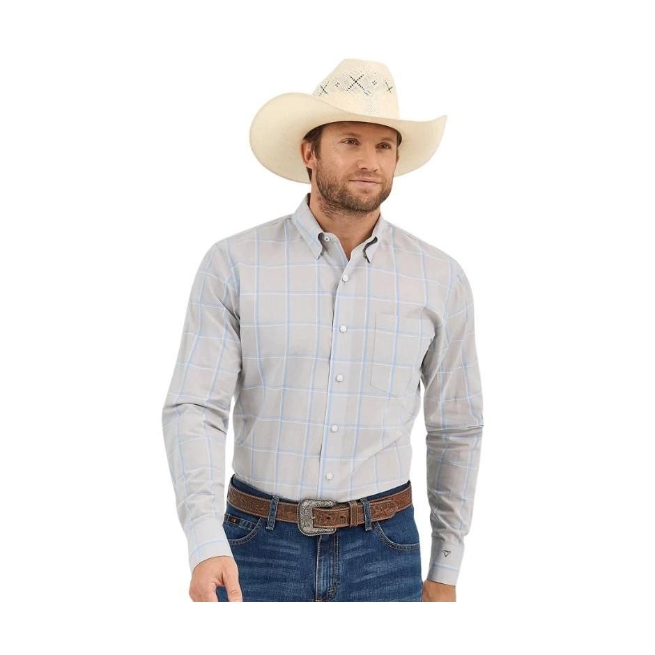 Wrangler Men's Cody Johnson Long Sleeve Shirt- Grey/Blue