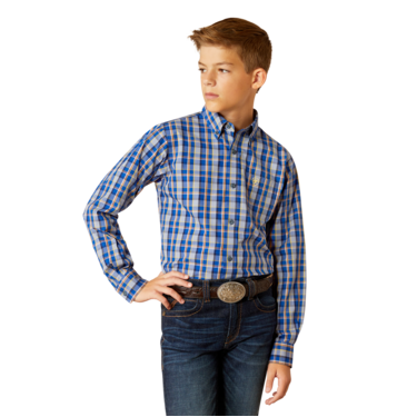 Ariat Boy's Pro Reggie Classic Fit Long Sleeve Shirt - Royal Blue