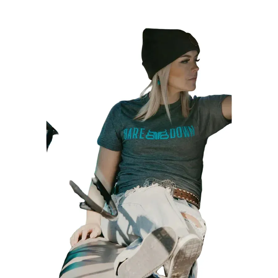 Baredown Unisex Brand Graphic Short Sleeve Tee Shirt - Charcoal/Teal