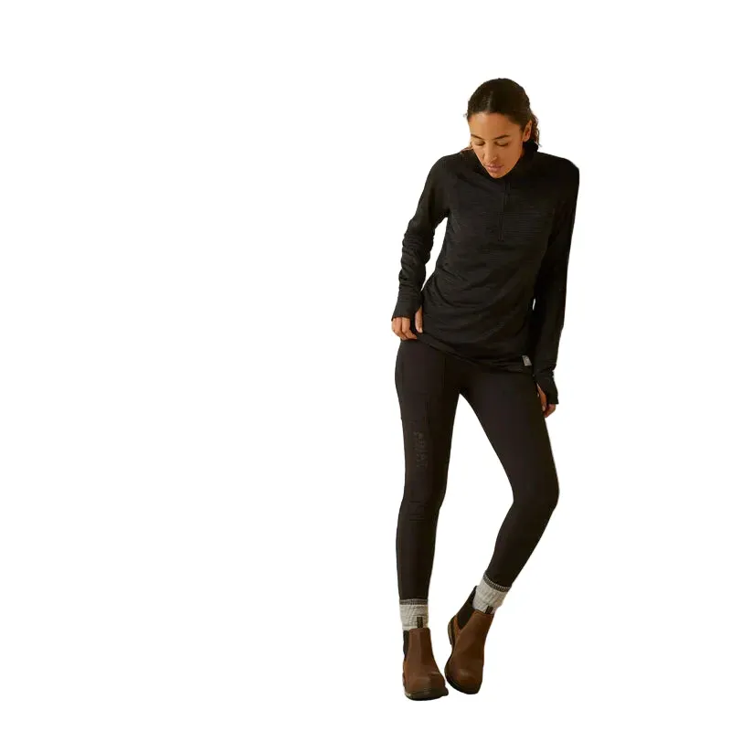 Ariat Women's Rebar Gridwork Baselayer 1/4 Zip T-Shirt - Black