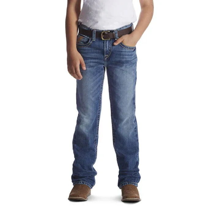 Ariat Boy's B4 Relaxed Boundary Boot Cut Jeans - Dakota, Size: 7