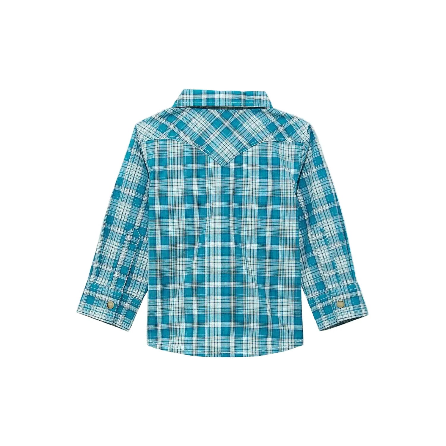 Wrangler Little Boys Long Sleeve Plaid Western Snap Shirt - Multiple Colours, Colour: Deep Sea, Size: 0-3M