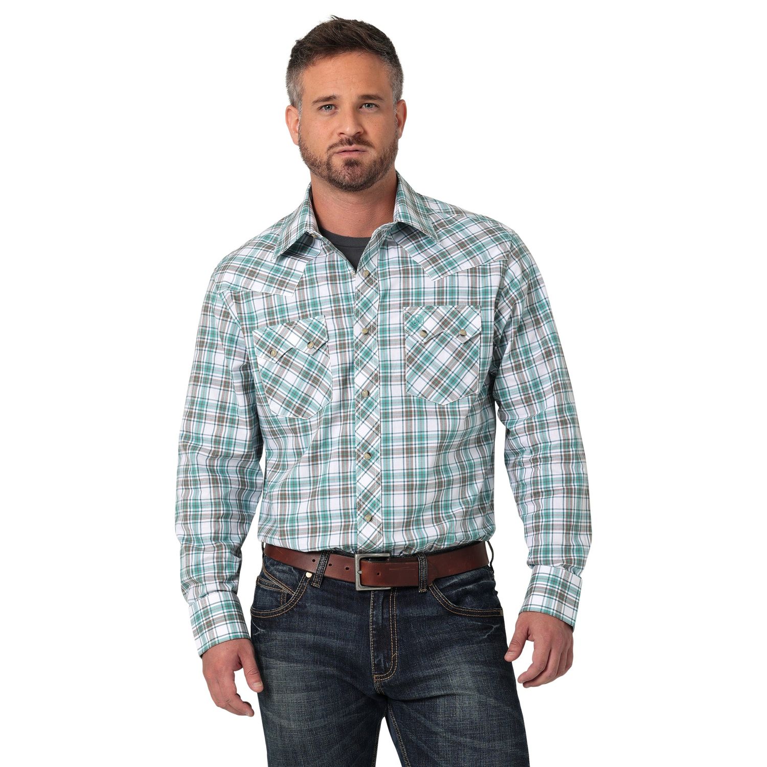 Wrangler Men's Retro Core Long Sleeve Shirt - Teal