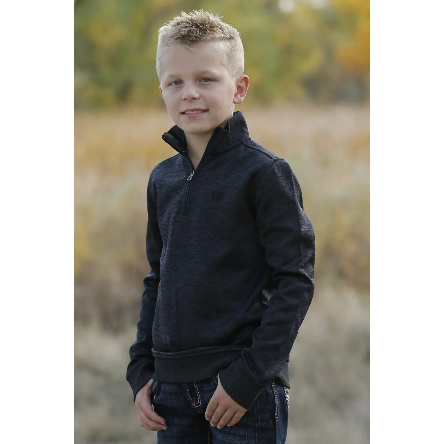 Cinch Boys 1/4 Zip Pullover - Heather Black, Size: SMALL