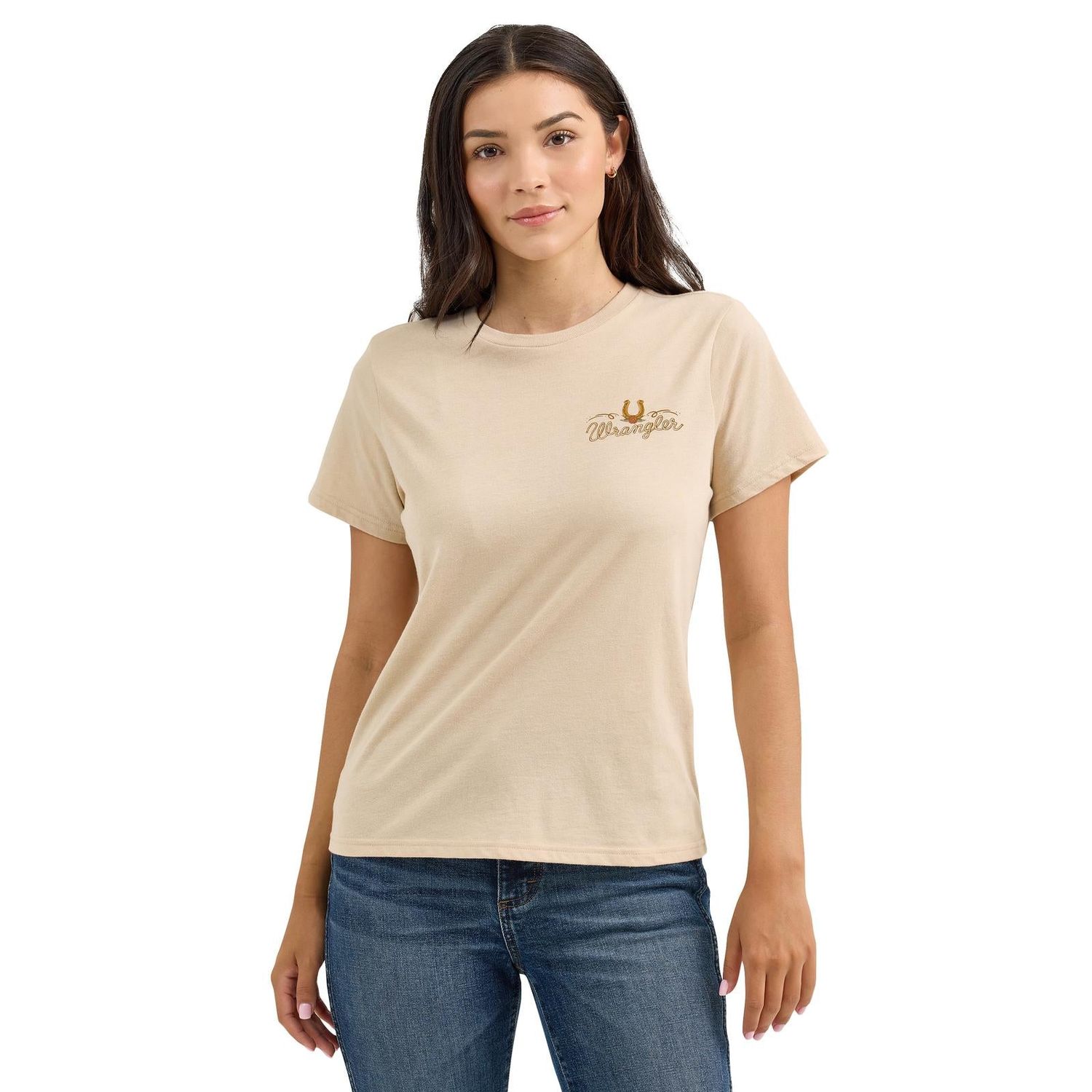 Wrangler Women's Regular Fit Short Sleeve Tee Shirt- Cement Heather
