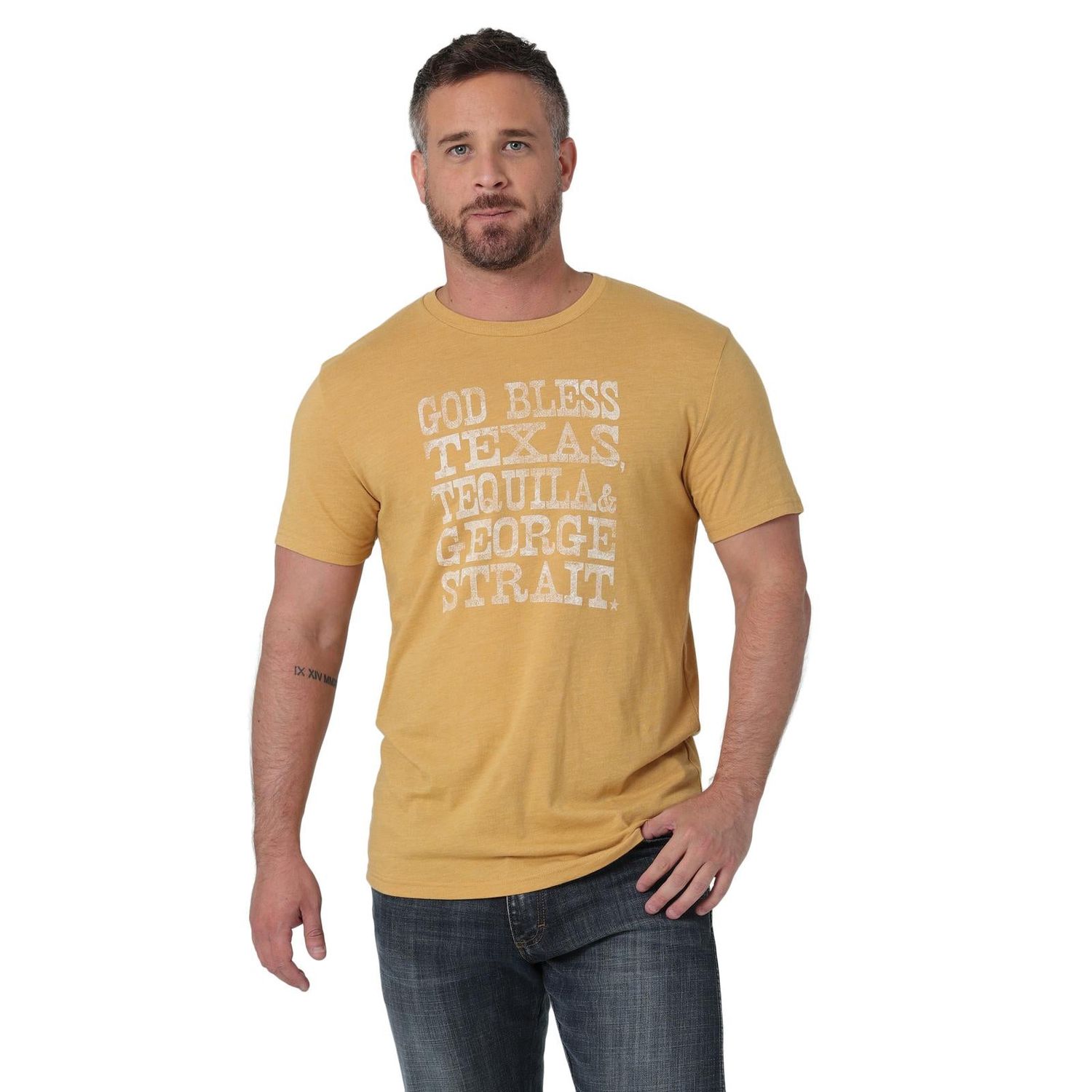 Wrangler Men's George Strait Short Sleeve T-Shirt - Pale Gold Heather