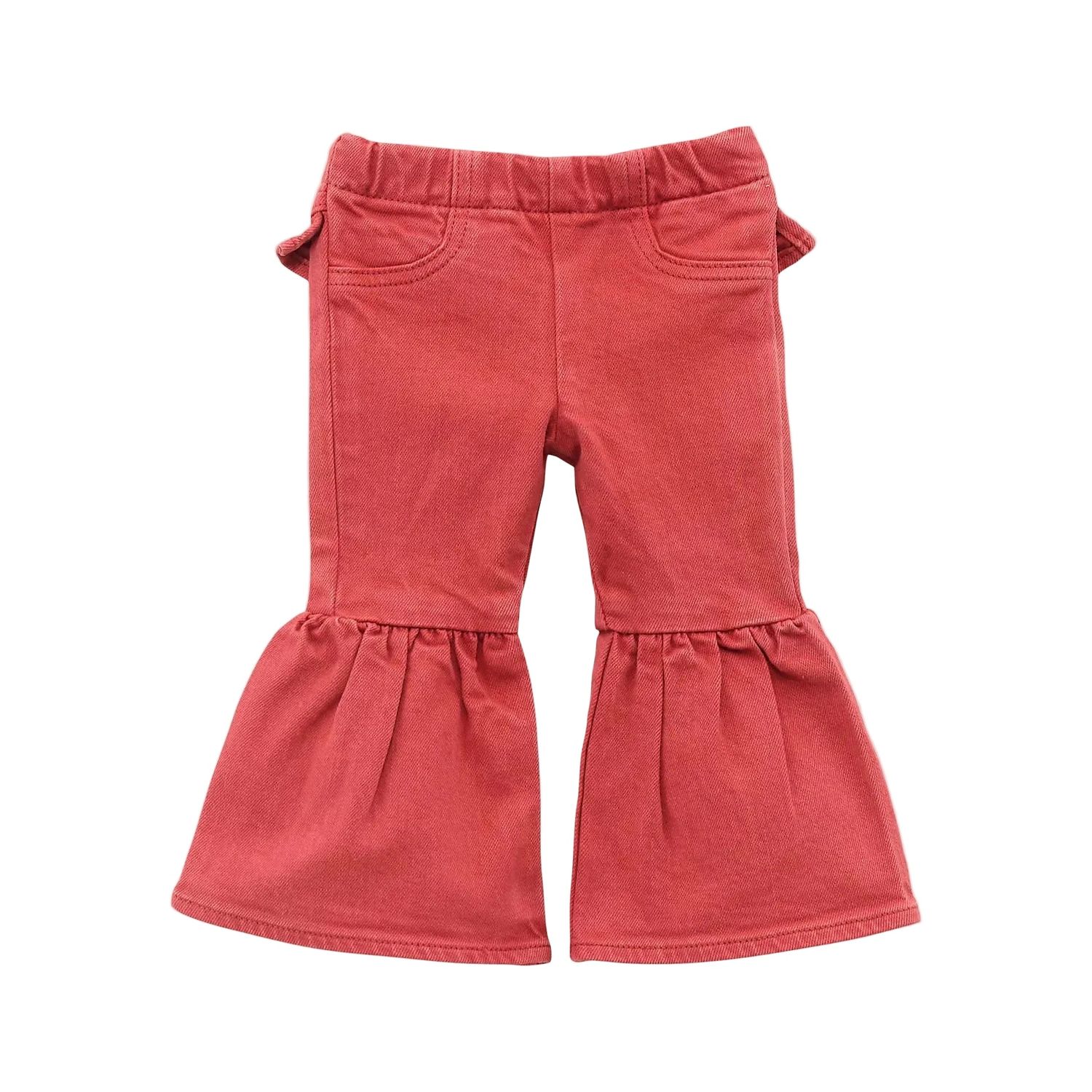 Wrangler Little Girl's Vibrant Ruffle Leg Flare Jean - Chili