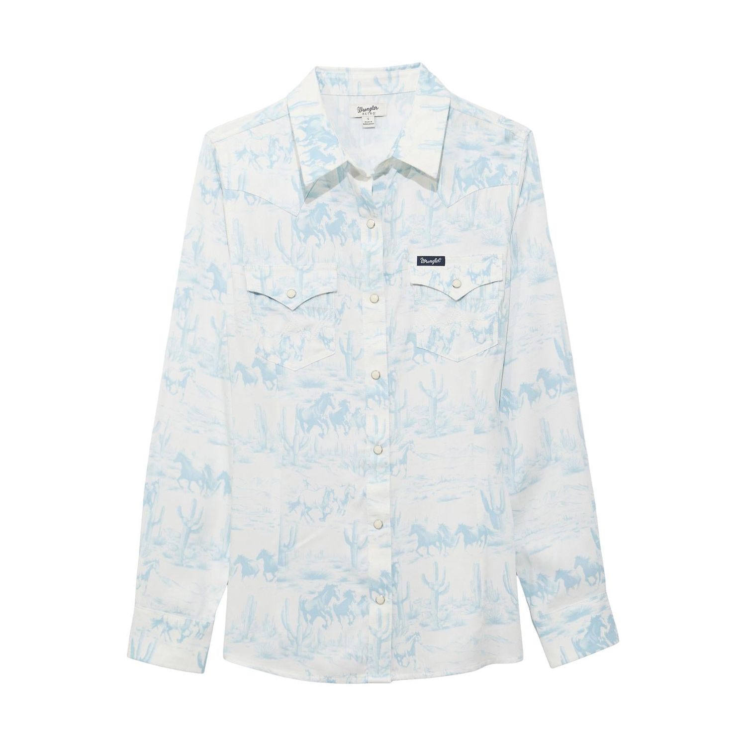Wrangler Women's Retro Americana Western Long Sleeve Snap Shirt - White
