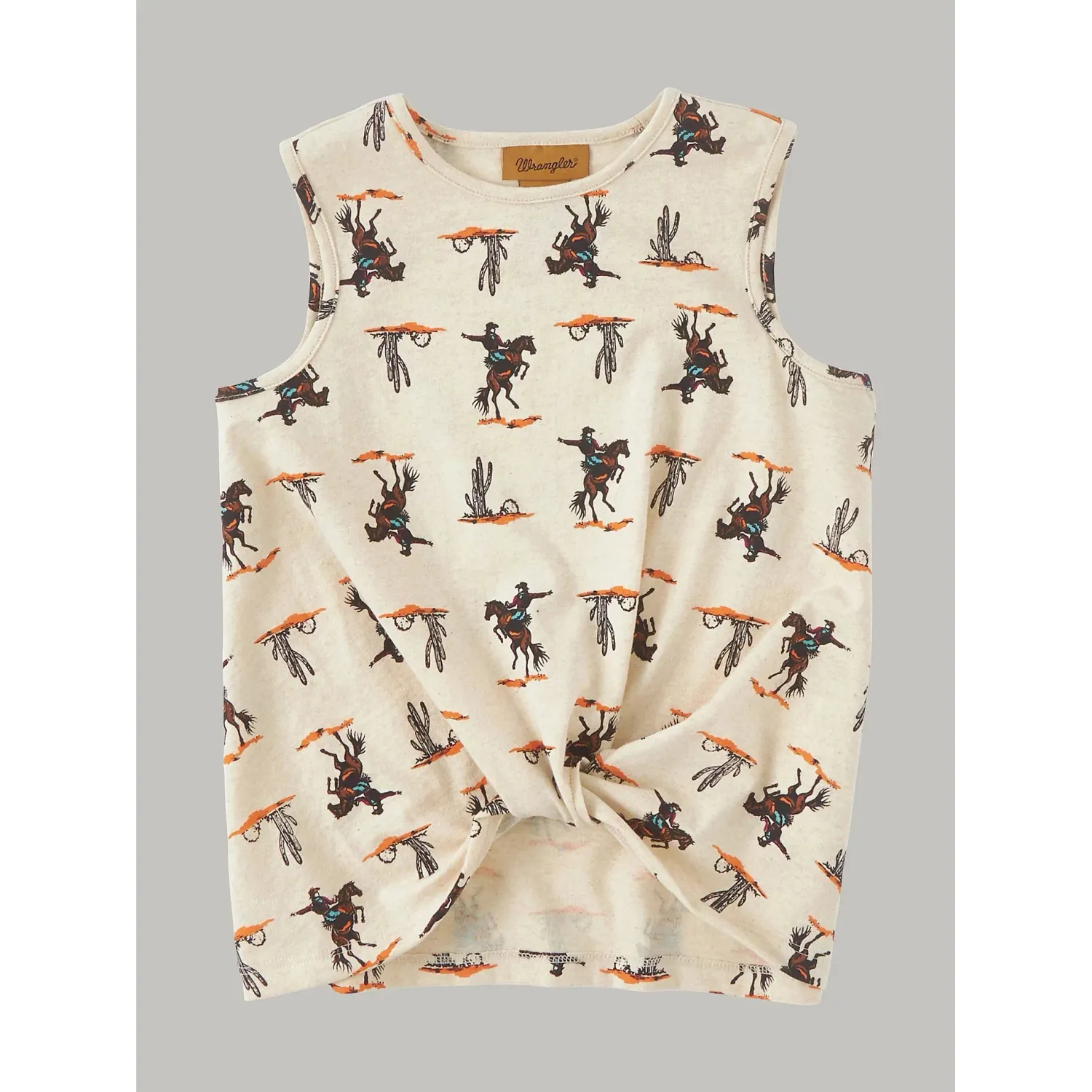 Wrangler Girl's Knotted Tank Top - Cream, Size: XS