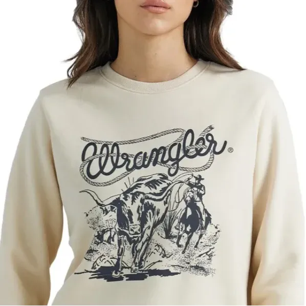 Wrangler Retro® Women's Regular Fit Crew Pullover - Whitecap Grey, Size: XS
