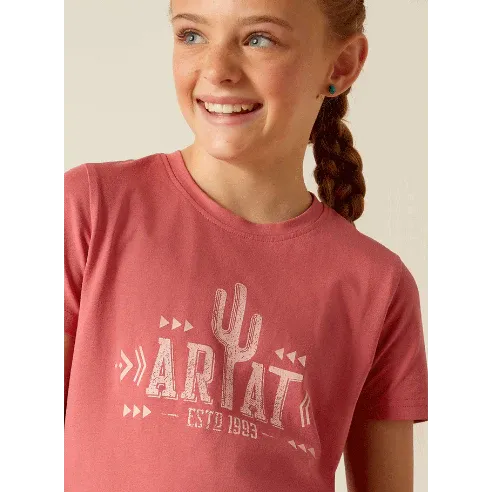 Ariat Girl's Cactus Short Sleeve T-Shirt - Slate Rose, Size: XS