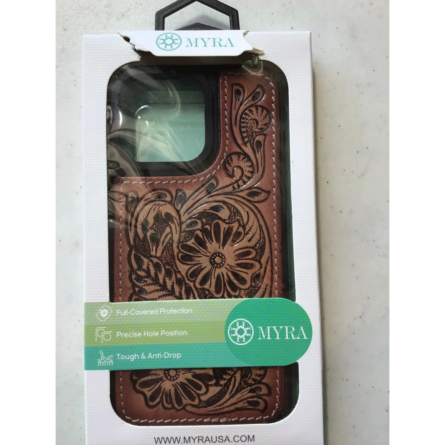 Myra Eagles Nest Phone Case -IPhone 15 Plus PRO MAX, Color: hand-tooled
