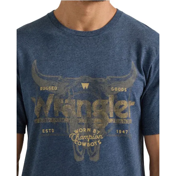 Wrangler® Men's Graphic Short Sleeve T-Shirt - Deep Sapphire Heather, Size: S