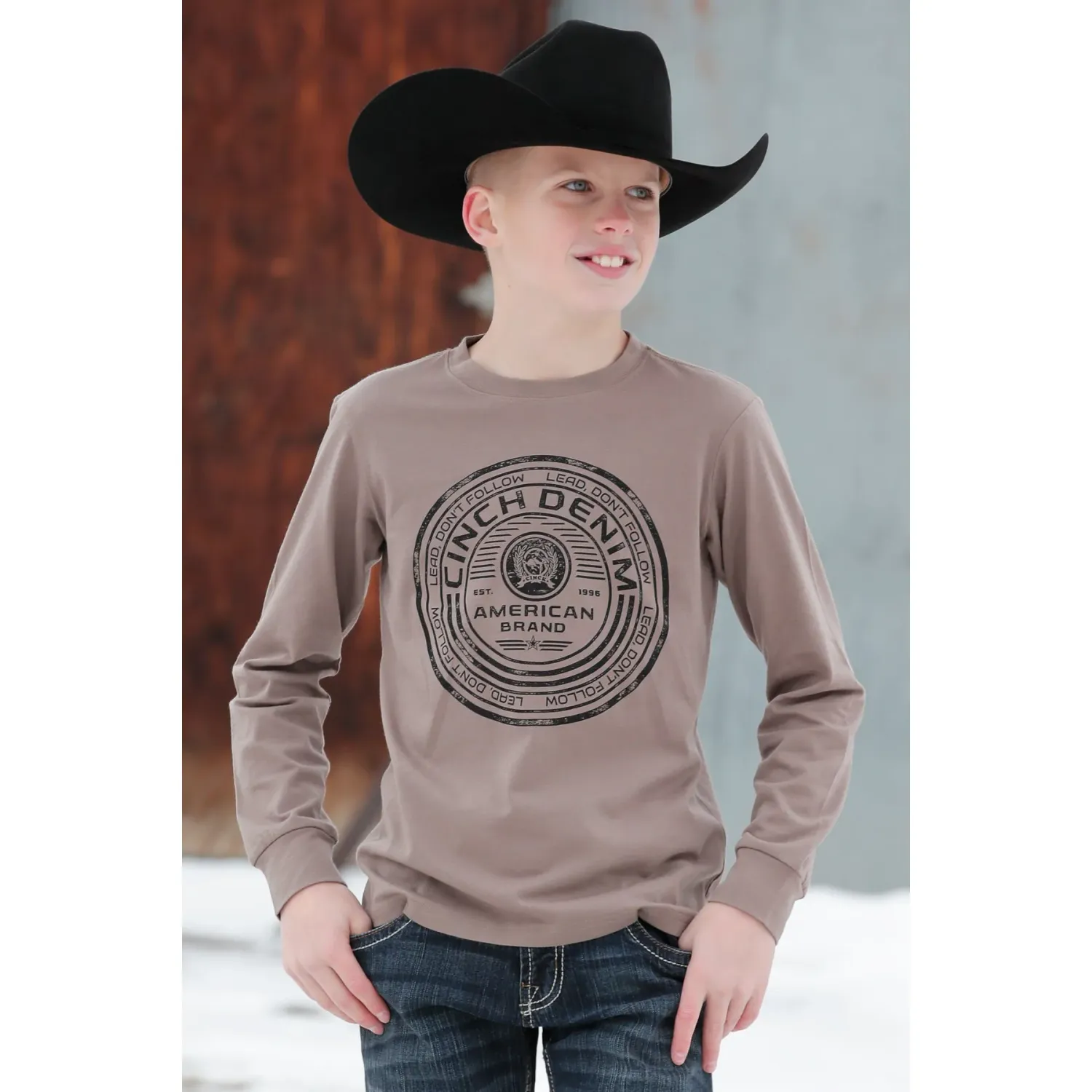 Cinch Boy's LS Tee - Stone