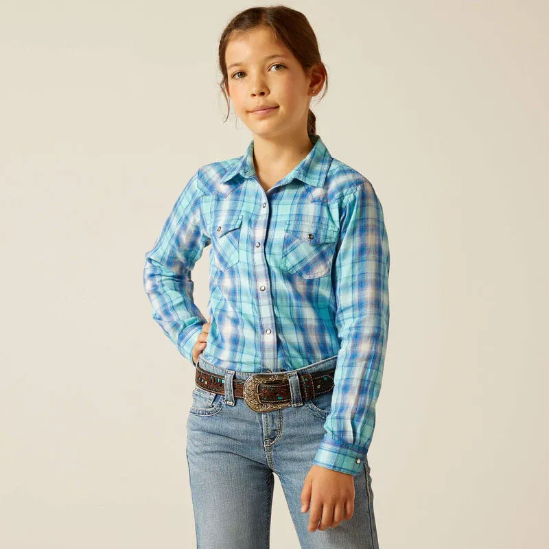 Ariat Girl's Xico Snap Long Sleeve Shirt - Plaid, Size: XS