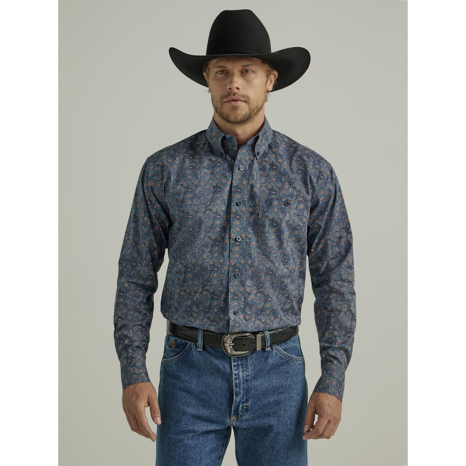 Wrangler Men's George Strait Long Sleeve Shirt - Navy