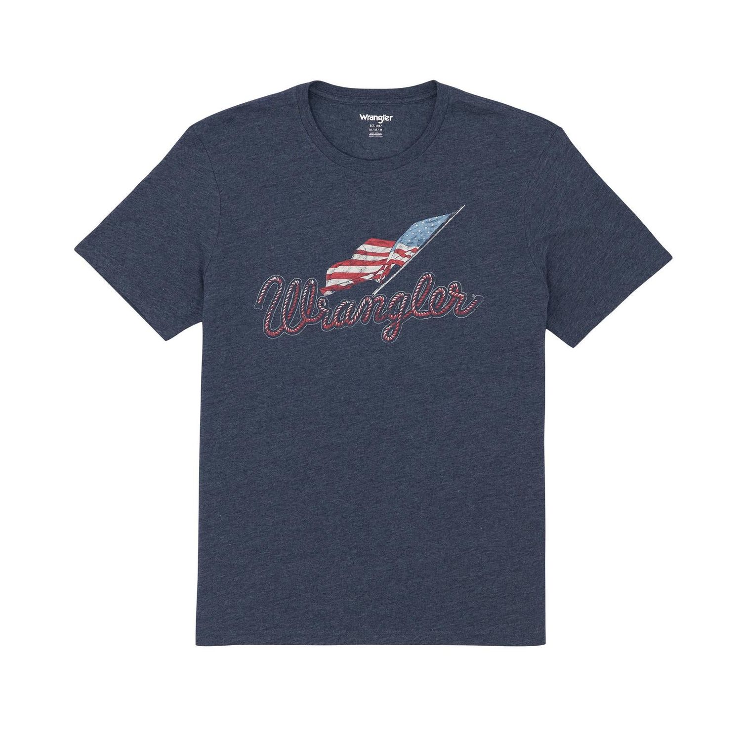 Wrangler Men's Graphic Short Sleeve Tee Shirt- Dark Sapphire Heather
