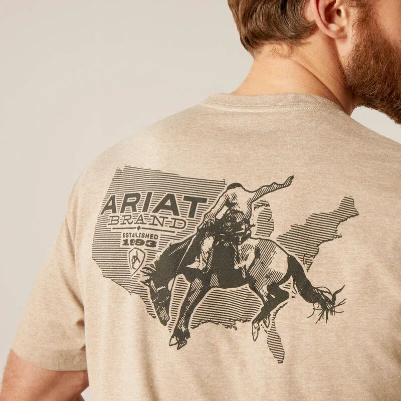 Ariat Men's USA Bronco T-Shirt - Oatmeal Heather