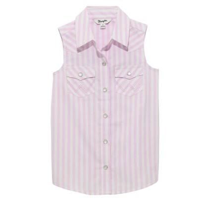 Wrangler Girl's Sleeveless Western Shirt- Purple