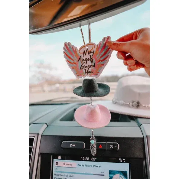 Front Porch Rearview Mirror Hanger - Assorted Colours, Colour: BLACK &amp; PINK, Size: 24-1