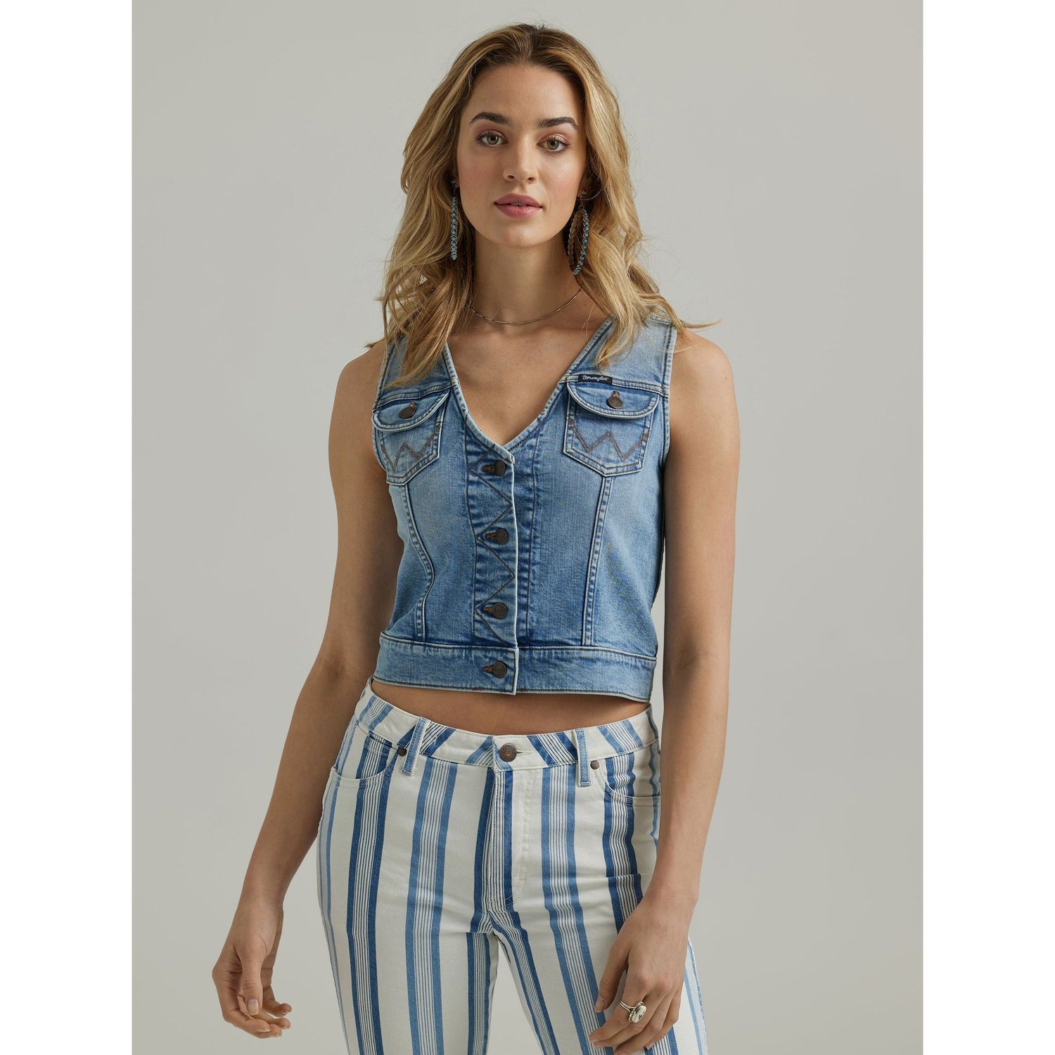 Wrangler Women's Sleeveless Denim Vest - Medium Wash