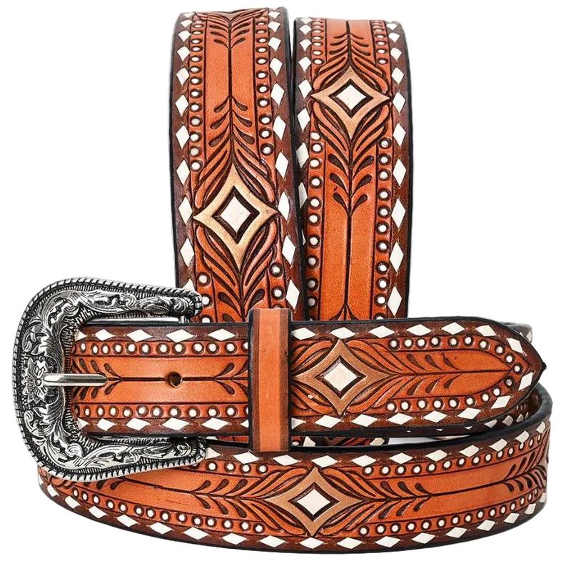 American Darling Unisex Tooled Leather Belt - ADBLF247