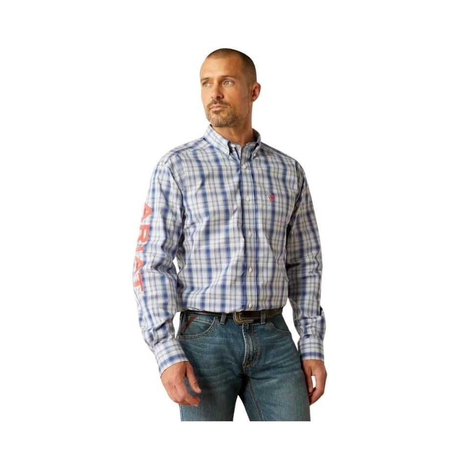 Ariat Men's Long Sleeve Pro Series Team Princeton Classic Fit Shirt- Navy/Red
