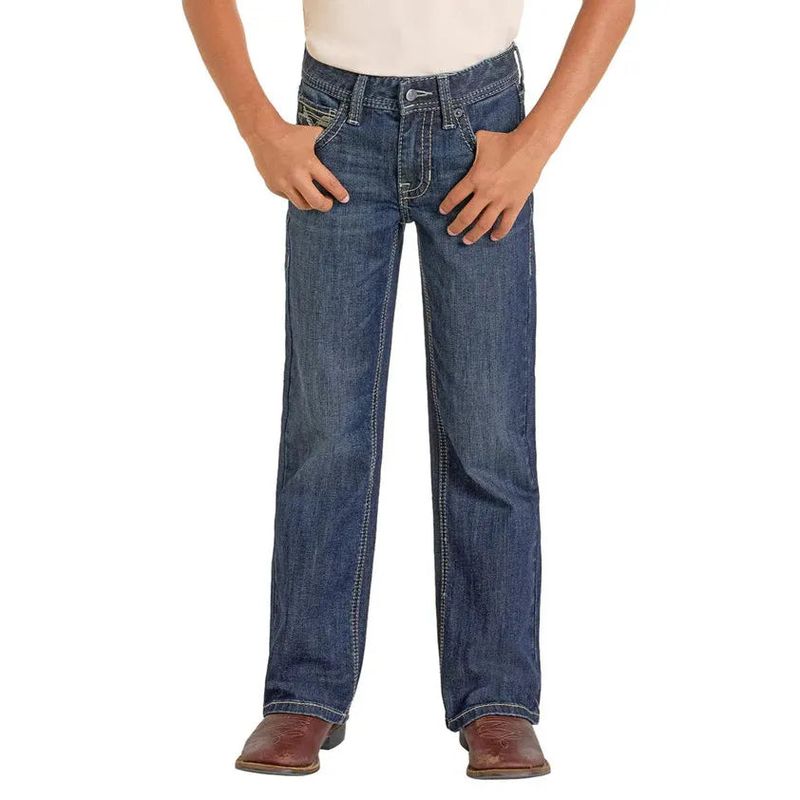 Rock &amp; Roll Boys Regular Fit Signature Bootcut Jeans- Dark Vintage