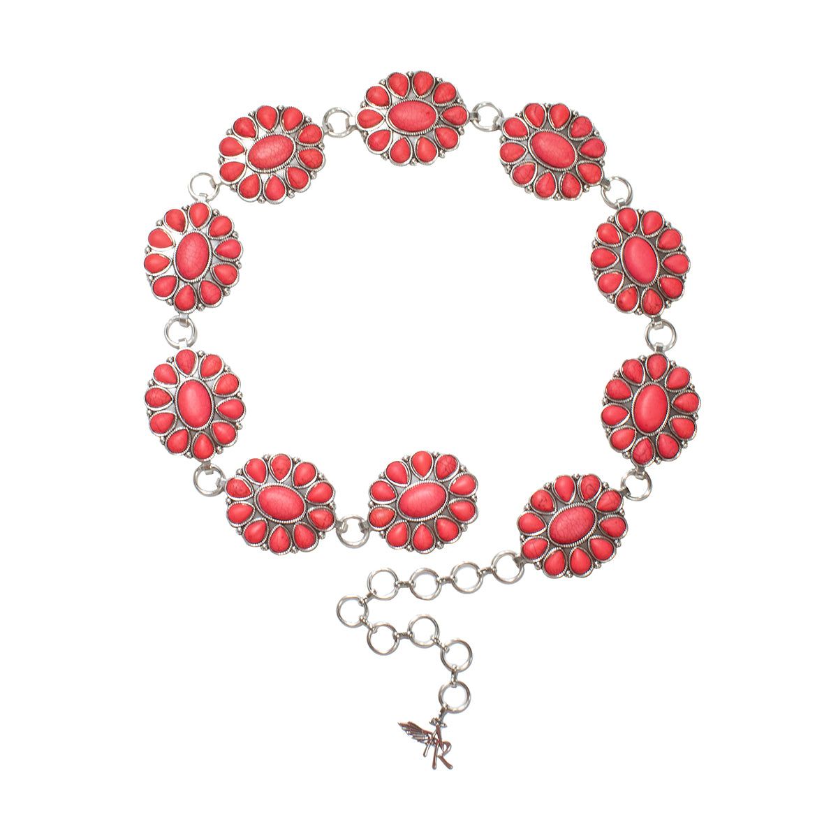 Angel Ranch Women's Belt - Silver Conchos w/Hot Pink Stones