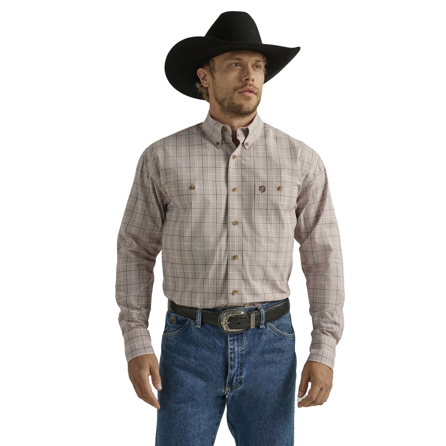 Wrangler Men's George Strait Long Sleeve Shirt - Brown