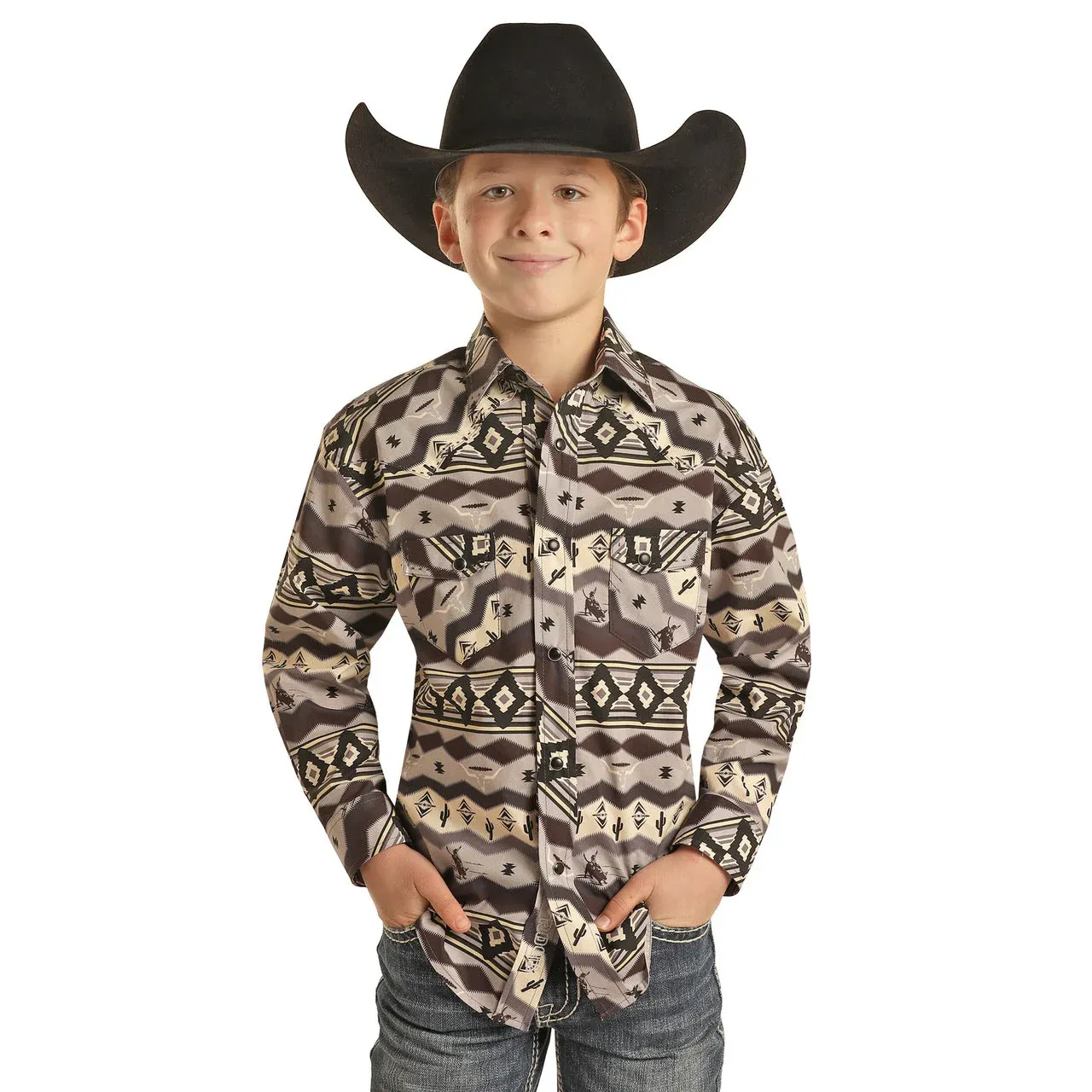 Rock &amp; Roll Boys LS Snap Shirt - B8S7058-02
