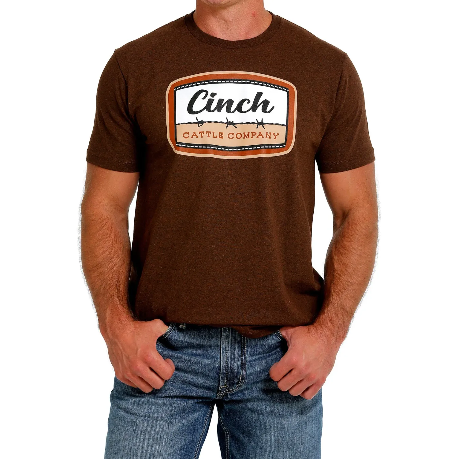 Cinch Men's Short Sleeve Graphic Tee- Brown, Size: S