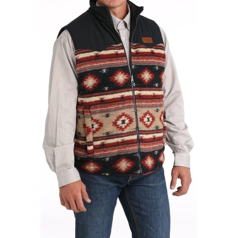 Cinch Men's Reversible Vest-Khaki/Multi