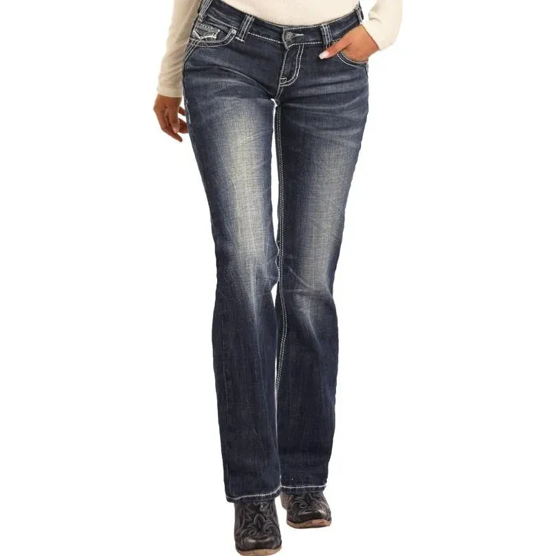 Rock &amp; Roll Juniors Riding Boot Cut Jeans, Inseam: 32, Waist: 24