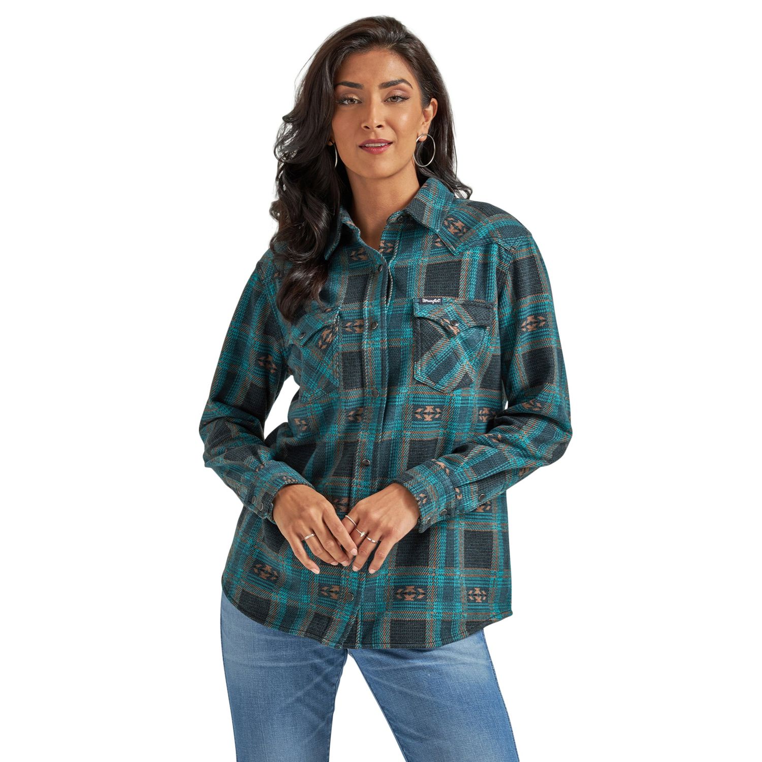 Wrangler Women's Retro Punchy Boyfriend Shirt - Teal