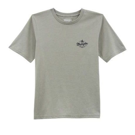 Wrangler Boy's Rope Logo Short Sleeve Tee Shirt- Asphalt Heather