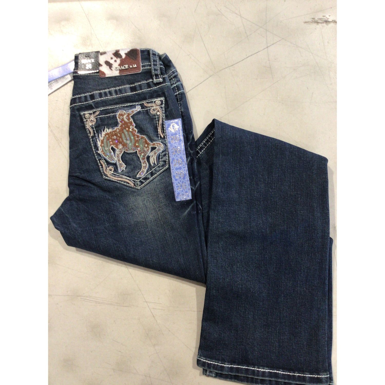 Grace In LA Women's Jeans - Cow Boy Motif