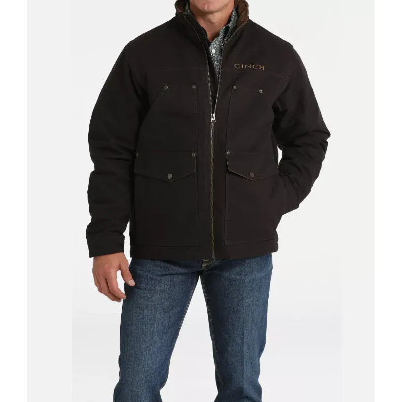 Cinch Men's Long Sleeve Canvas Jacket- Brown, Size: XS