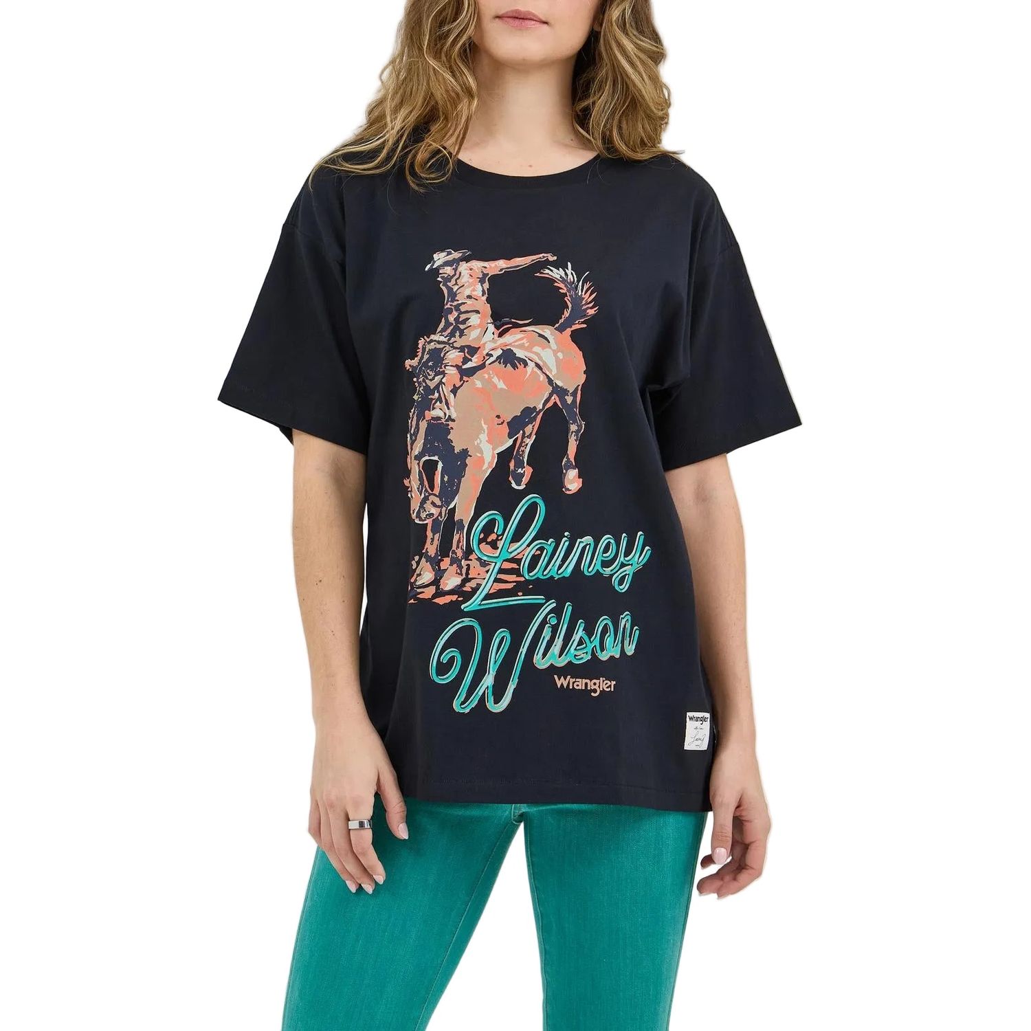 Wrangler Women's Lainey Wilson Short Sleeve Rider Tee Shirt-Black