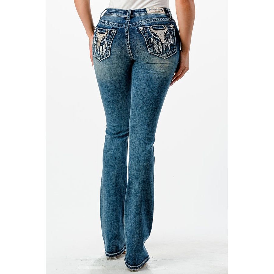 Grace in LA Women's Easy Bootcut Jeans - Steer Head