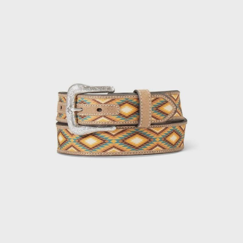 Ariat Women's Southwest Diamond Inlay Belt - Metallic Brown