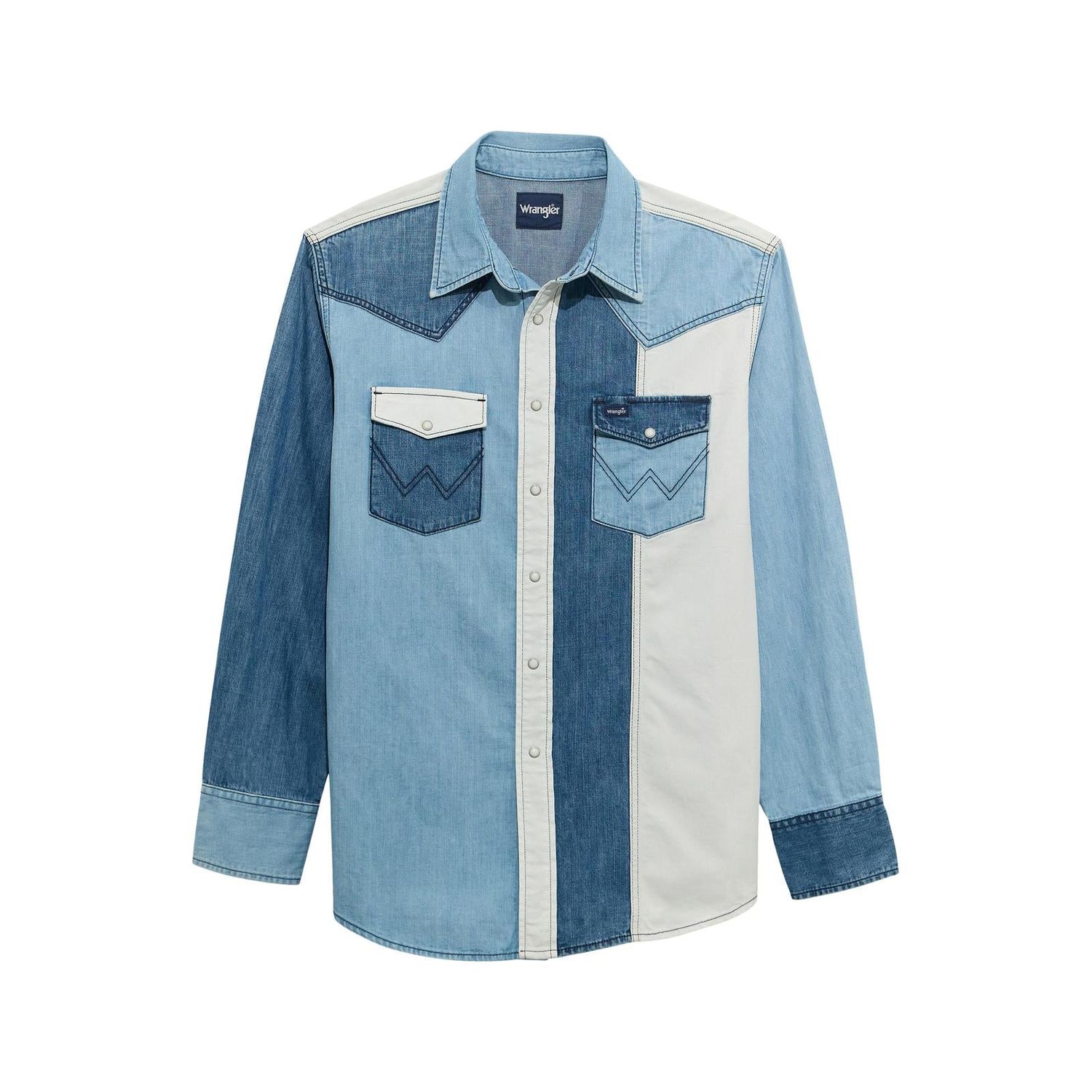 Wrangler Men's Vintage Inspired Classic Fit Long Sleeve Shirt- Indigo