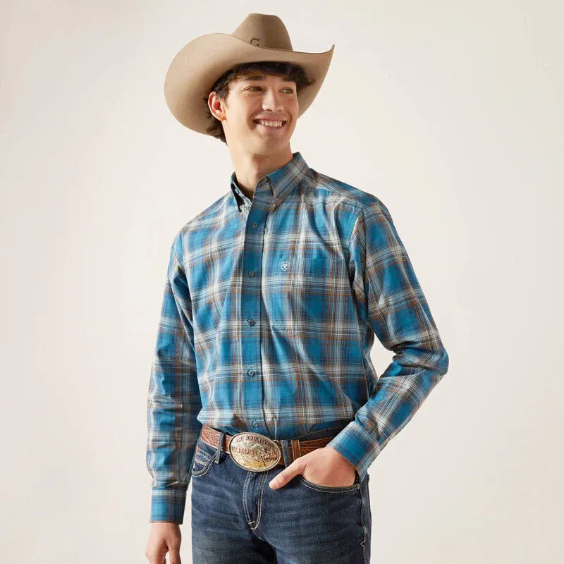 Ariat Men's Pro Series Geron Classic Fit Long Sleeve Western Shirt - Rush Of Blue, Size: 3XL