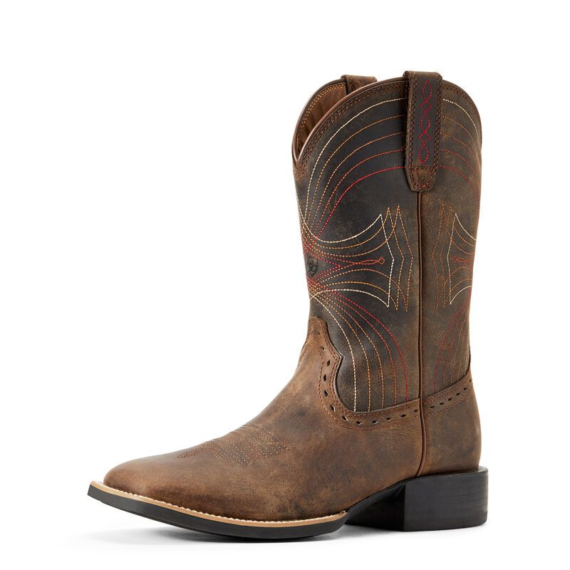 Ariat Men's Sport Wide Square Toe Western Boots - Distressed Brown