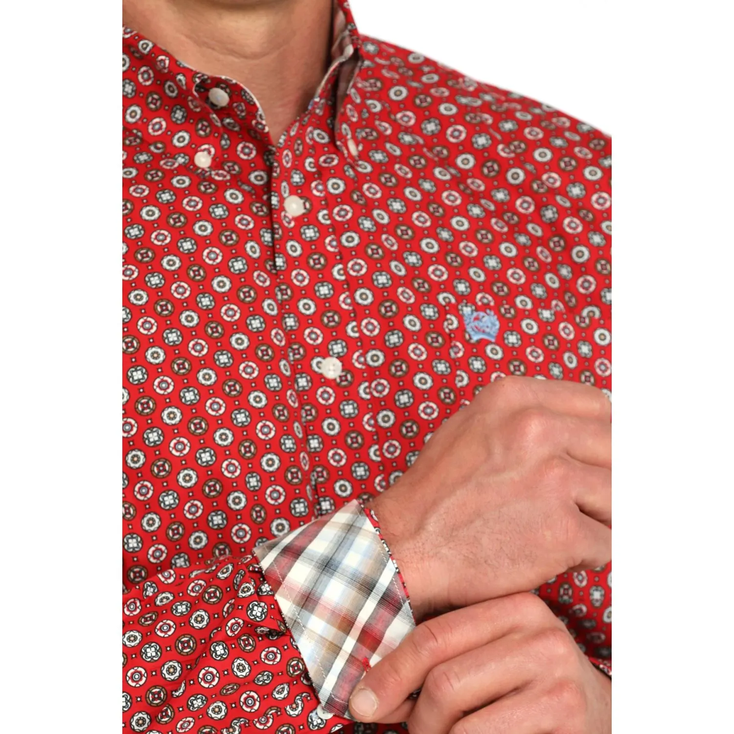 Cinch Men's Print Long Sleeve Print Shirt 725 - Red - MTW1105945