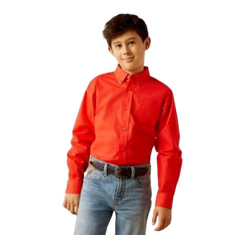 Ariat Boy's Waylen Long Sleeve Shirt - Red