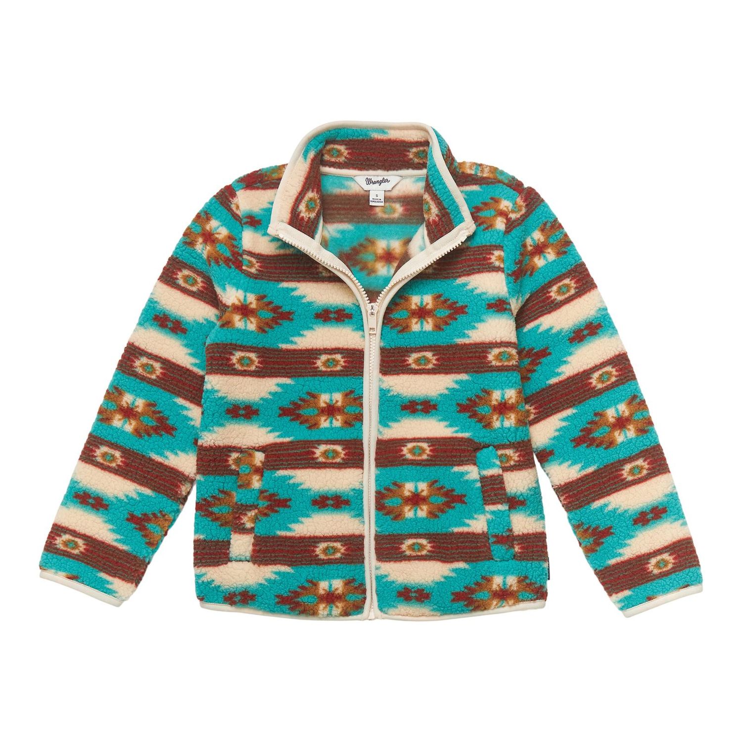Wrangler Western Girl's Full Zip Sherpa Jacket - Aztec Green