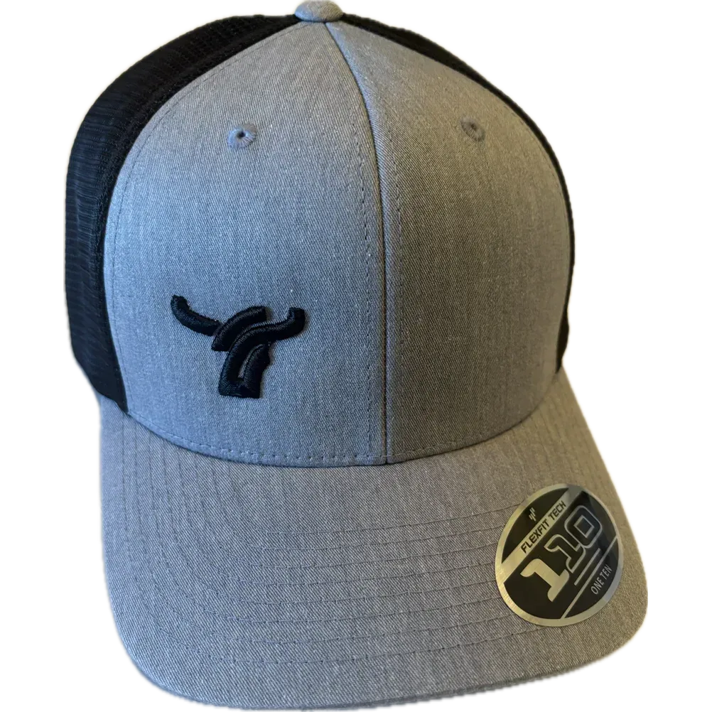 B8 Ranch Apparel 110 Flexfit with Small Logo - Multiple Colour Combinations, Color: Heather Black